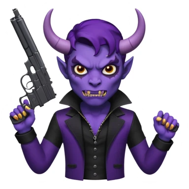 Diablo morado garrando dos pistolas  sticker