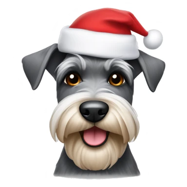 Miniature schnauzer wearing a Santa hat sticker