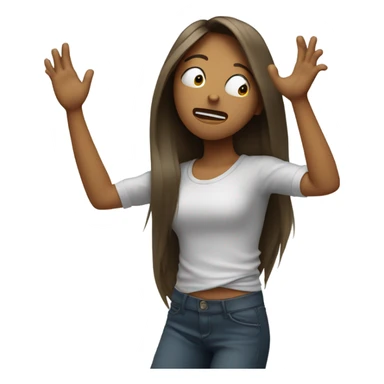Emoji girl head headbanging with a hand in the air sticker