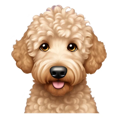 Goldendoodle-Shorthair, Mowhawk Curly top brown eye long redish curly eye-lashed short-fur male goldendoodle sweetie dog sticker