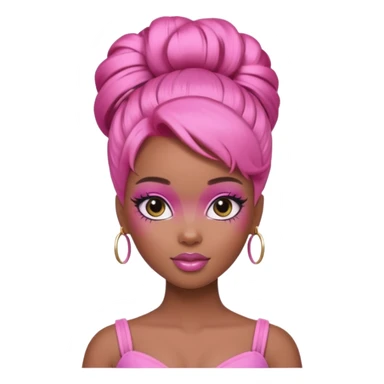 black barbie. updo hair, pink hair, perfect makeup and super pretty sticker