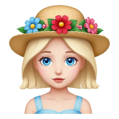 girl in a flower hat with blue eyes  sticker
