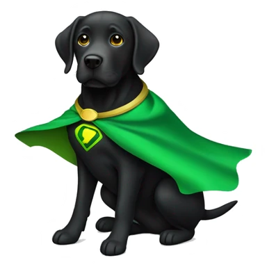 black lab with green yellow superhero cape sticker