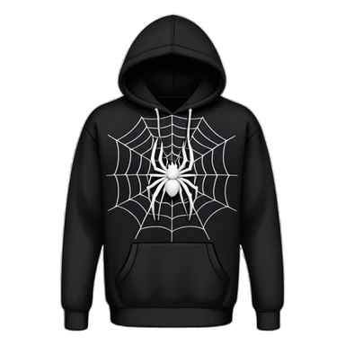 The Black Sp5der Hoodie features a black base with distinctive middle spot where there is a spider web on it, and the whole hoodie is black in the spider web in the middle is black sticker