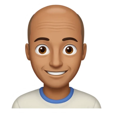 dark tan smiling man with thick eyebrows and balding sparse hair sticker
