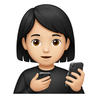 un niño de entre 3 - 10 años jugando con su celular (pelo negro) sticker