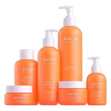 AVON skincare set with facial cleanser, toner, and moisturizer bottles sticker