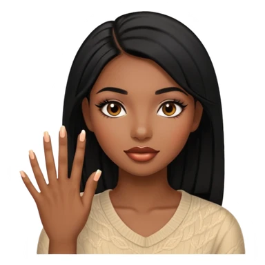 face girl with nails and cute make up black girl strait hair sticker