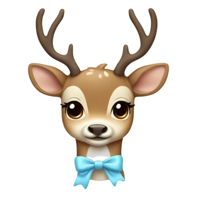 Cute cream and brown Deer with a baby blue bow sticker