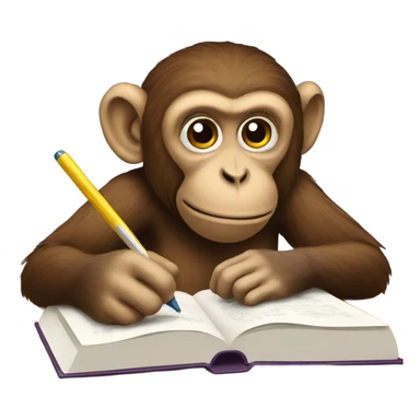 monkey studying sticker