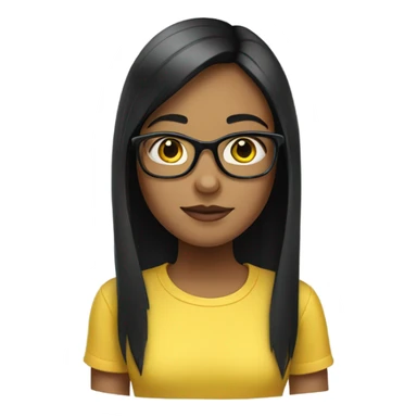 BLACK-straight-haired-girl-glasses-YELLOW-shirt sticker