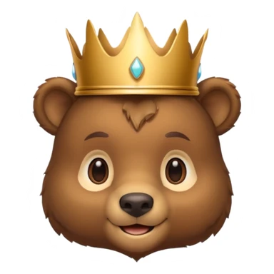 Bear Prince – brown bear cub with a shiny bronze crown, gentle smile. sticker