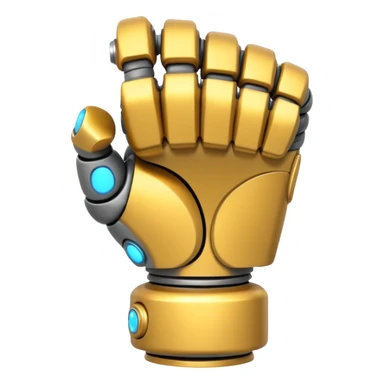 bulky robot fist from the back, metallic, emoji style sticker