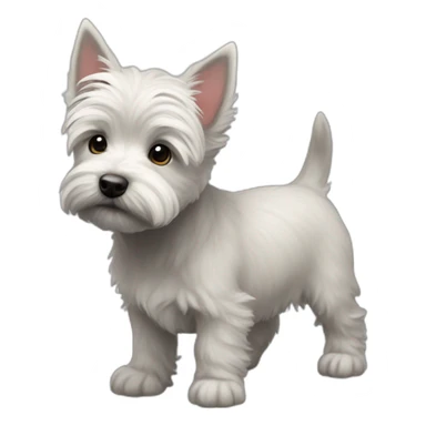 A light grey westie-cairn cross puppy sticker