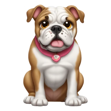 Bulldog with a Rosie name tag sticker