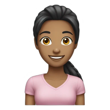 black straight hair girl smiling sticker