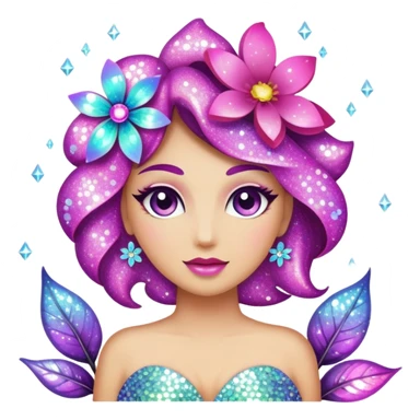glitter sparkles diva flower sticker