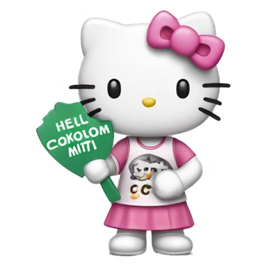 hello kitty holding a sign that says “Csókolom Mitzi” sticker