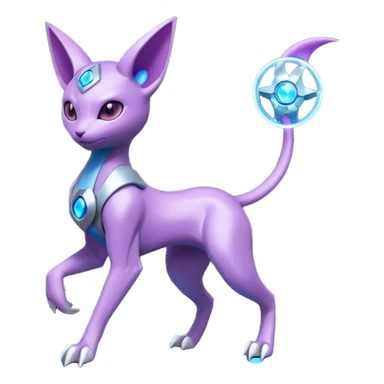 Mechanical Miraidon-Espeon-Mewtwo-Fakémon-hybrid-creature (full body) with glowing eyes  sticker