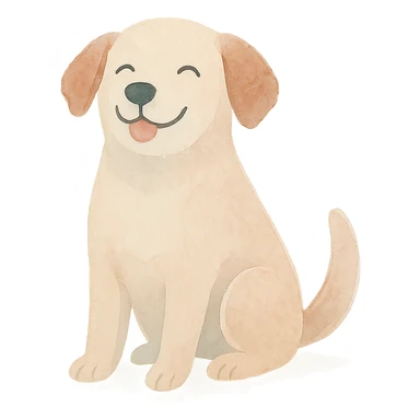 happy dog in watercolor art style sticker
