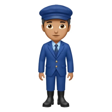 A Man Wearing Blue Cap With The Indigo Coat And Suit An black Boots sticker