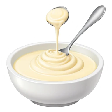 garlic mayonnaise sauce in a bowl with a spoon sticker