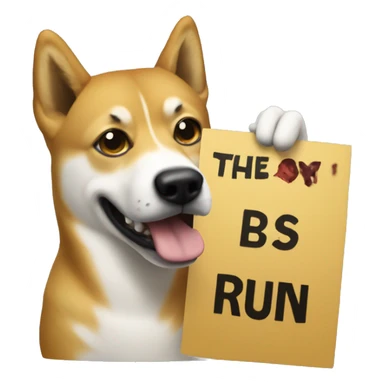 Doge holding up Run's Dead sign sticker