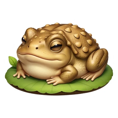 Meme-Worthy Cute Sleeping Toad Portrait Emoji, Head resting peacefully with a contented smile, showcasing a stout, textured body with softly closed eyes in serene, restful slumber, Simplified yet adorably endearing features, highly detailed, glowing with a soft, drowsy woodland light, high shine, relaxed and utterly lovable, stylized with an air of playful laziness, soft glowing outline, capturing the essence of a sleeping toad that feels destined to become the next viral icon of adorable rest! sticker