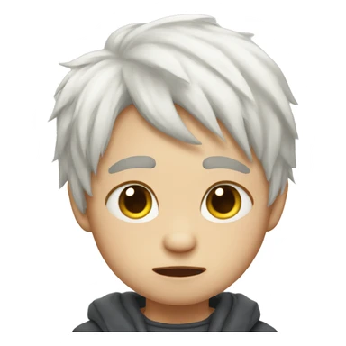 cat-like mini boy, white hair, crying like baby sticker