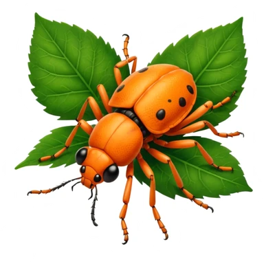  cute orange bug on leaf sticker