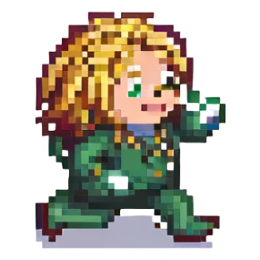 Peppino Spaghetti from Pizza Tower, pixel art style, running animation frame, exaggerated movement, no background sticker