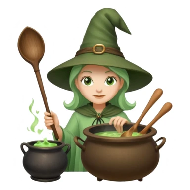 green witch cooking potion sticker