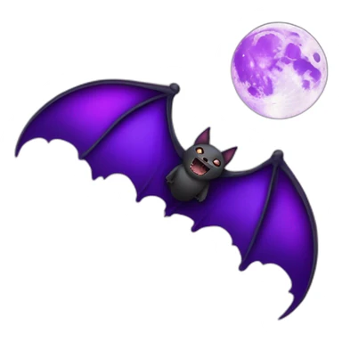 realistic full moon dripping purple with vampire bat wings flying in front sticker