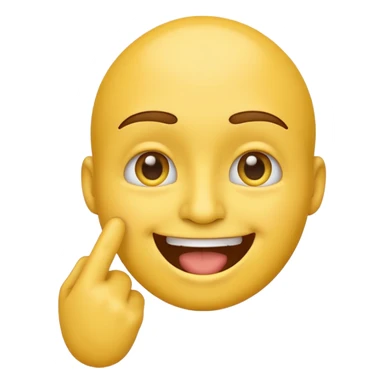 Emoji tête jaune avec un sourire et le doigt à moitié devant le  sticker