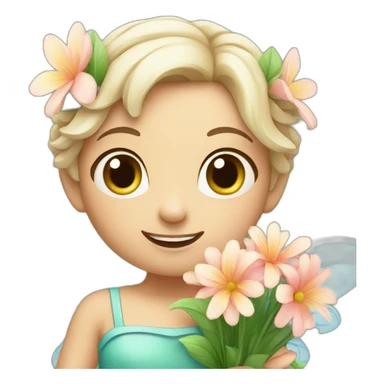 Flower fairy holding flower bouquet  sticker