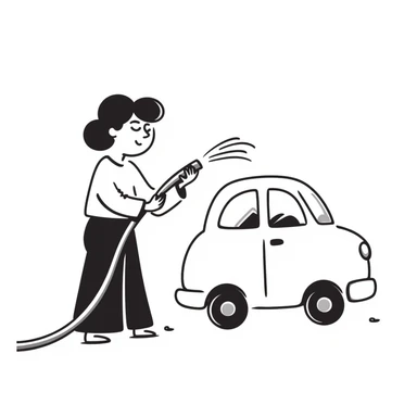 car washer, hand drawn doodle style sticker