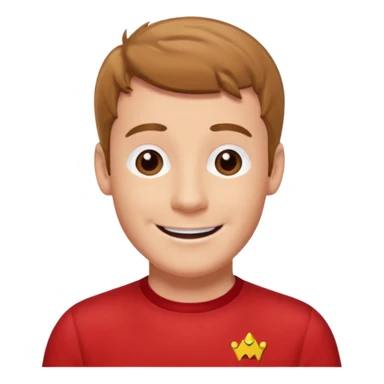 Murray Wiggle of The Wiggles with light skin, light brown hair, brown eyes, red skivvy shirt sticker