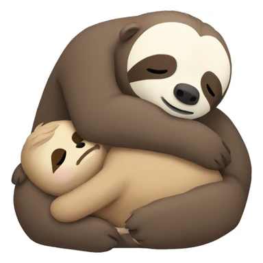 A sloth sleeping with a bear sticker