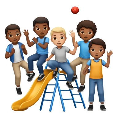 Group of African American kids playing on school playground in urban neighborhood sticker