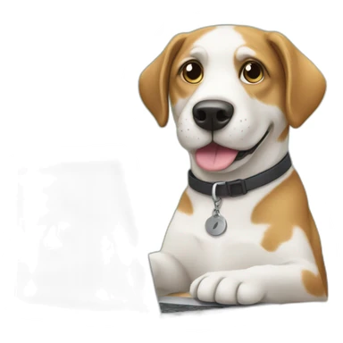 dog work use laptop at desk sticker