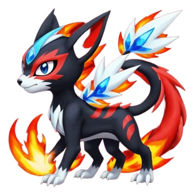 Shiny Meloetta-Litten-Guilmon-Darkrai-Pokémon-Fakémon-fusion-hybrid-creature sticker
