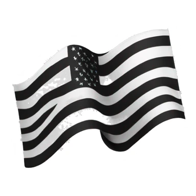 Horizontal black and white striped waving flag sticker