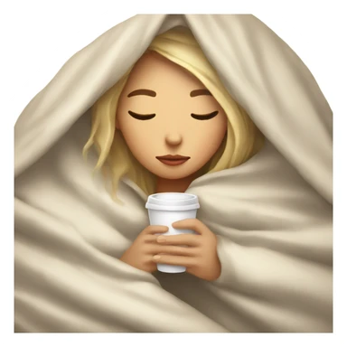 Light girl inside a blanket sipping coffee eyes closed sticker