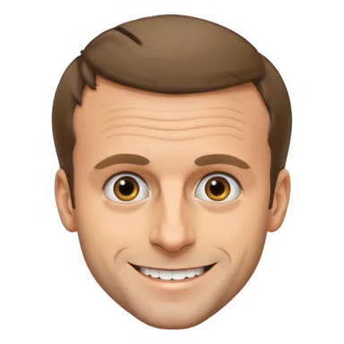 Emmanuel Macron with a weird smile sticker