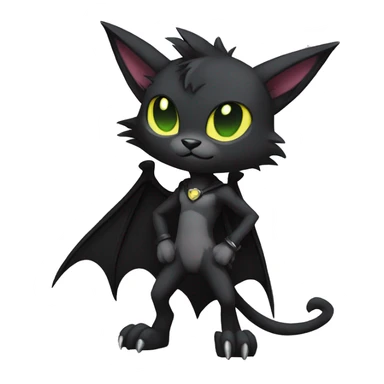 Black Anthro Cool Punk Bat-Cat-Fakemon-sona Full Body sticker