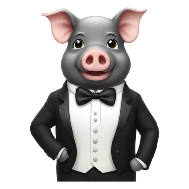 Pig wearing a tuxedo sticker