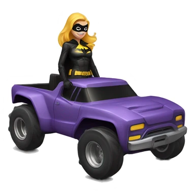 Batgirl in leather, Land yacht monster truck  sticker