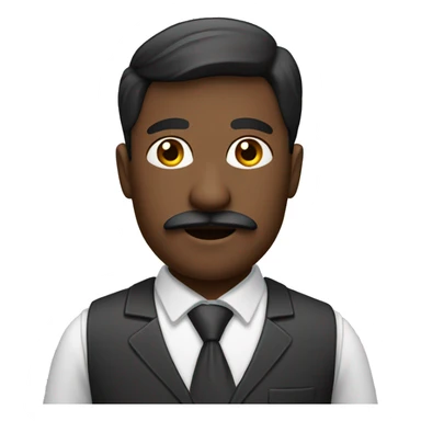 Office worker with mustache, brown skin sticker
