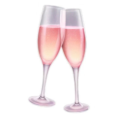 two clinking champagne glasses with sparkling rose sticker