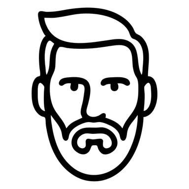 simple, recognizable icon of Lionel Messi focusing on his beard and hairstyle, clean lines, no text, suitable for app icon sticker